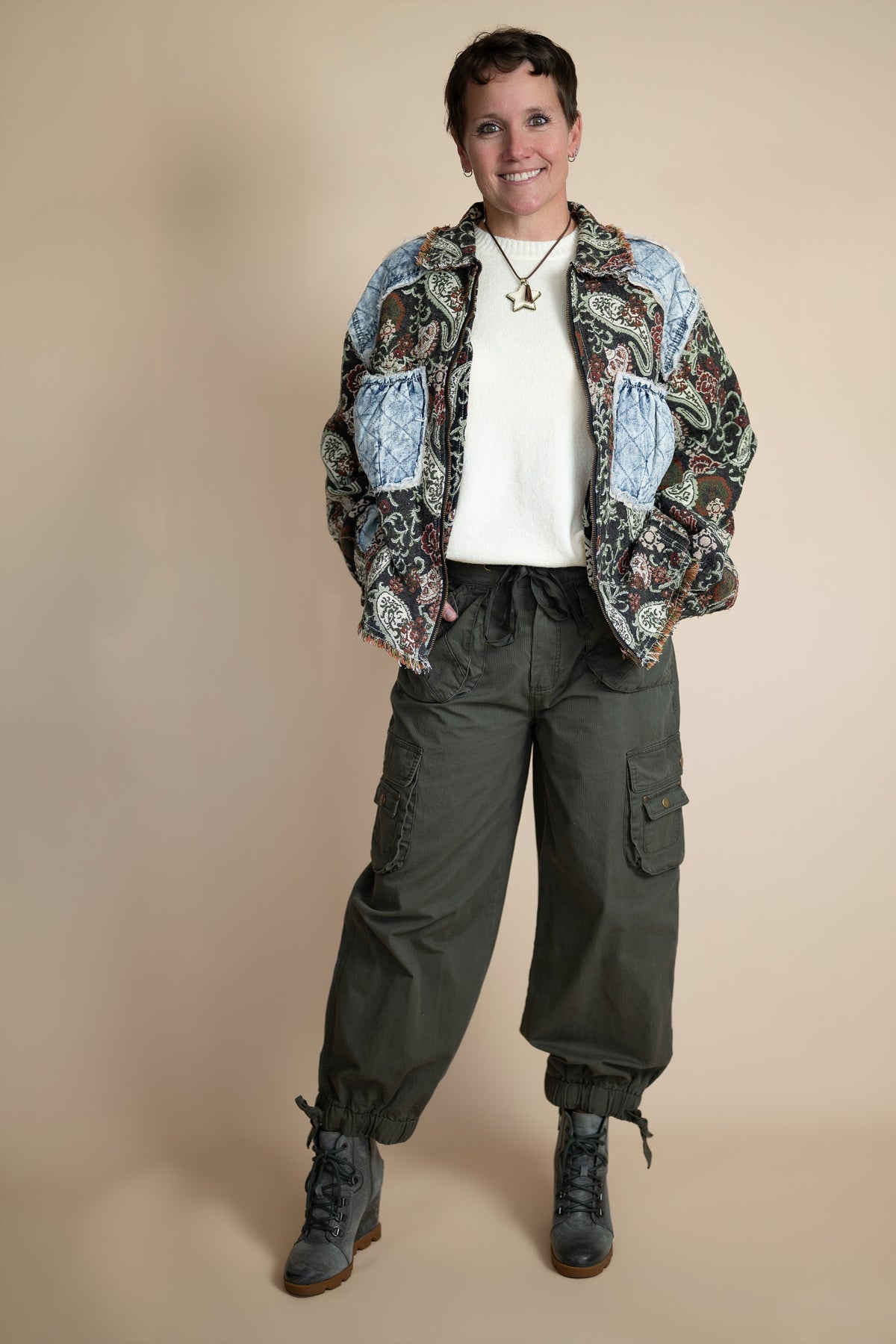 Easel Arden Washed Twill Cargo Pants