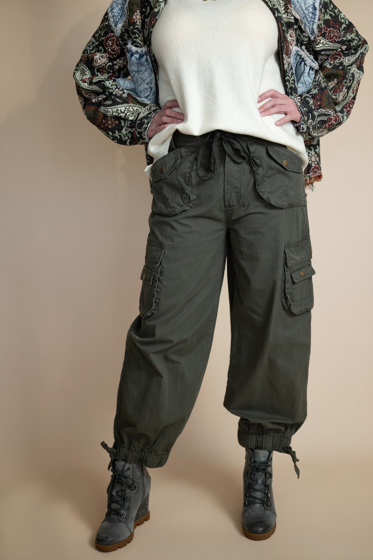 Easel Arden Washed Twill Cargo Pants