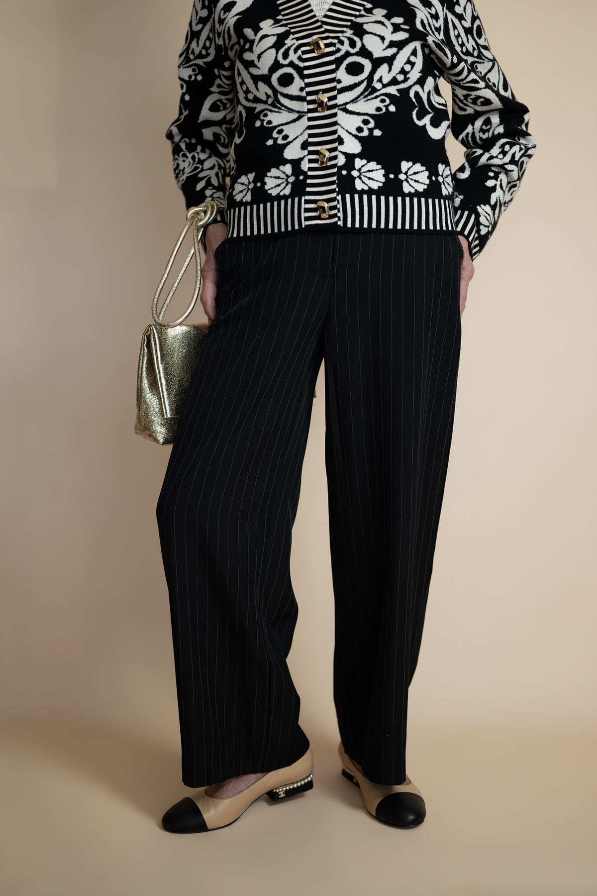 Marcelline Pinstripe Wide Leg Trousers