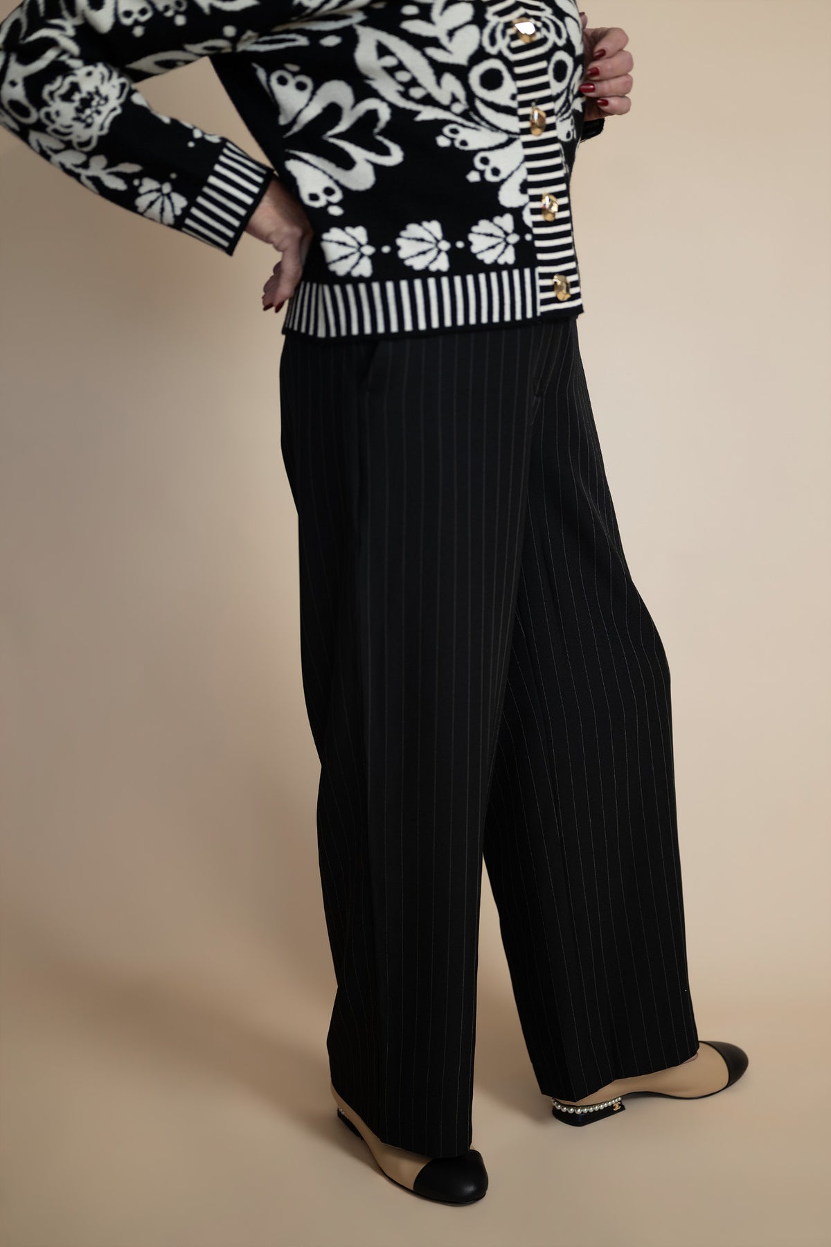 Marcelline Pinstripe Wide Leg Trousers