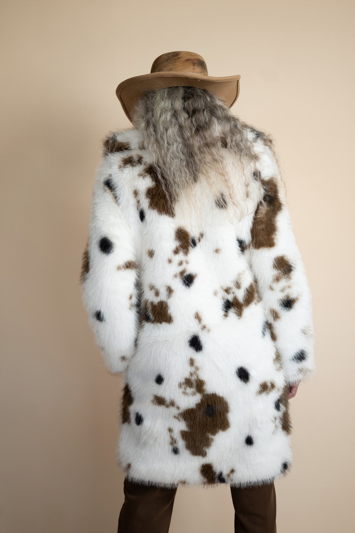 Sierra Cow Print Faux Fur Coat