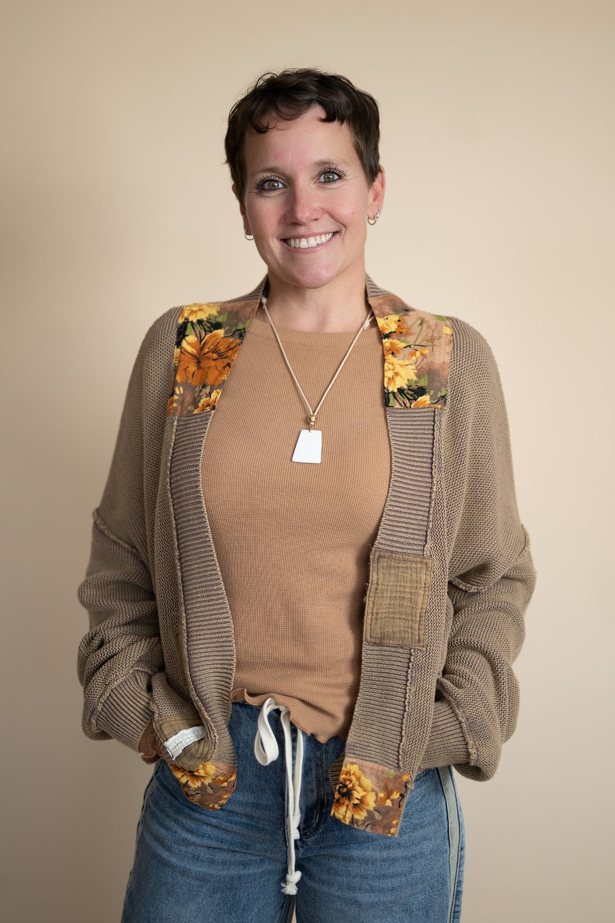 Elodie Patchwork Knit Cardigan