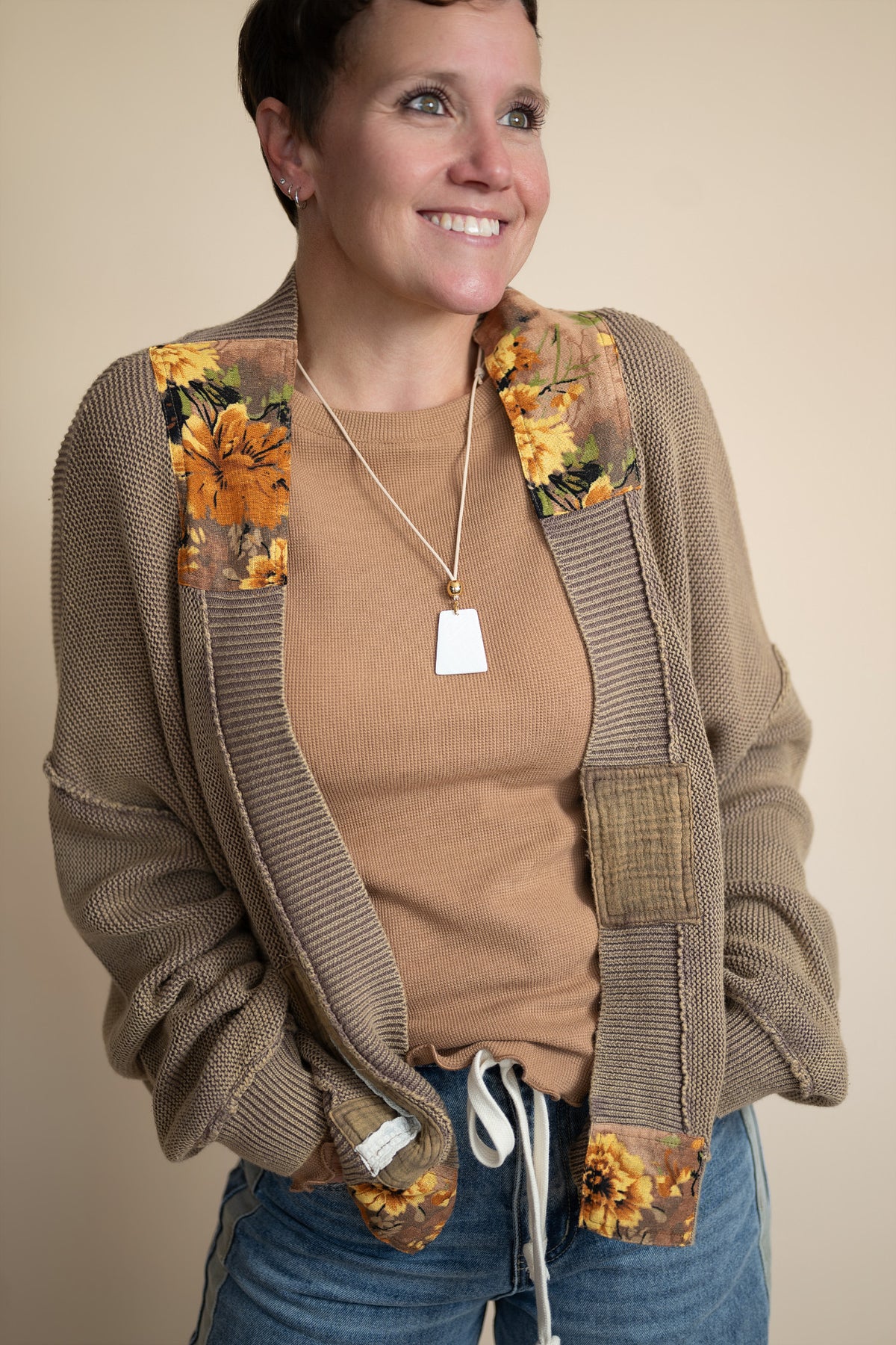 Elodie Patchwork Knit Cardigan