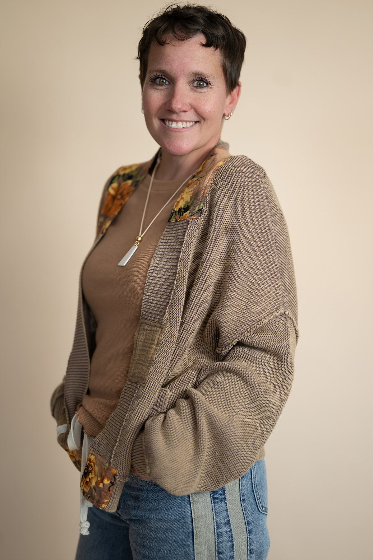 Elodie Patchwork Knit Cardigan