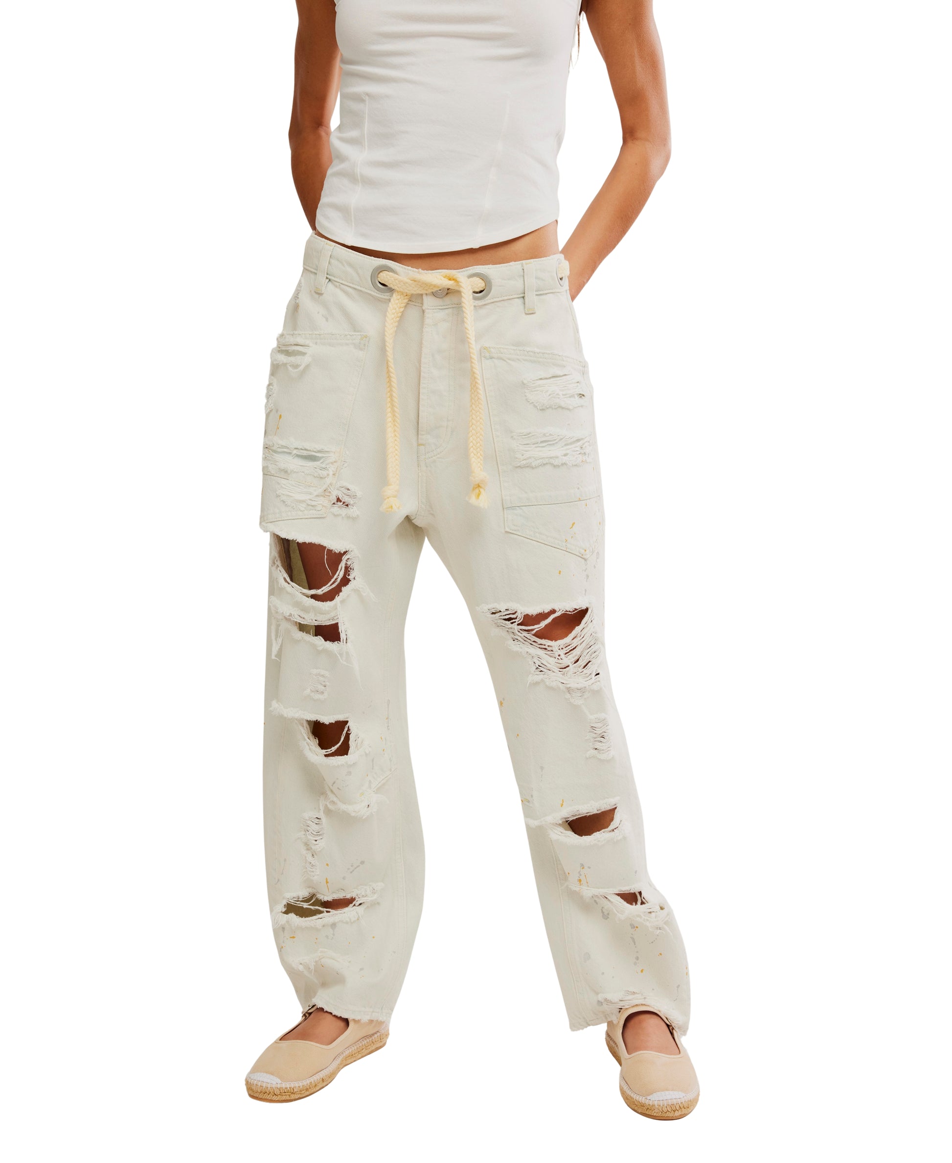 Free People Moxie Low Slung Pull-On Barrel Jeans