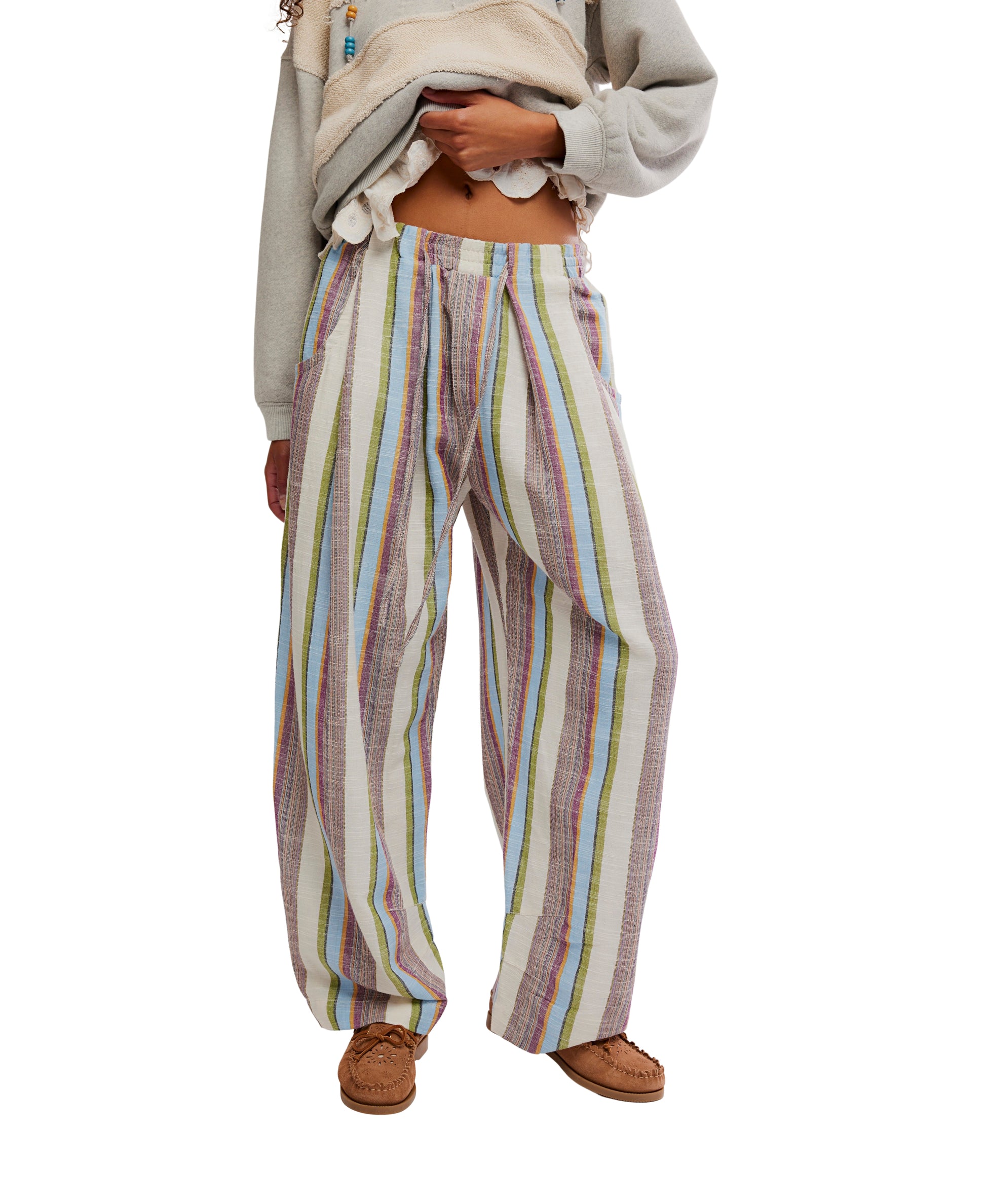Free People Days End Solar Linen Stripe Pants