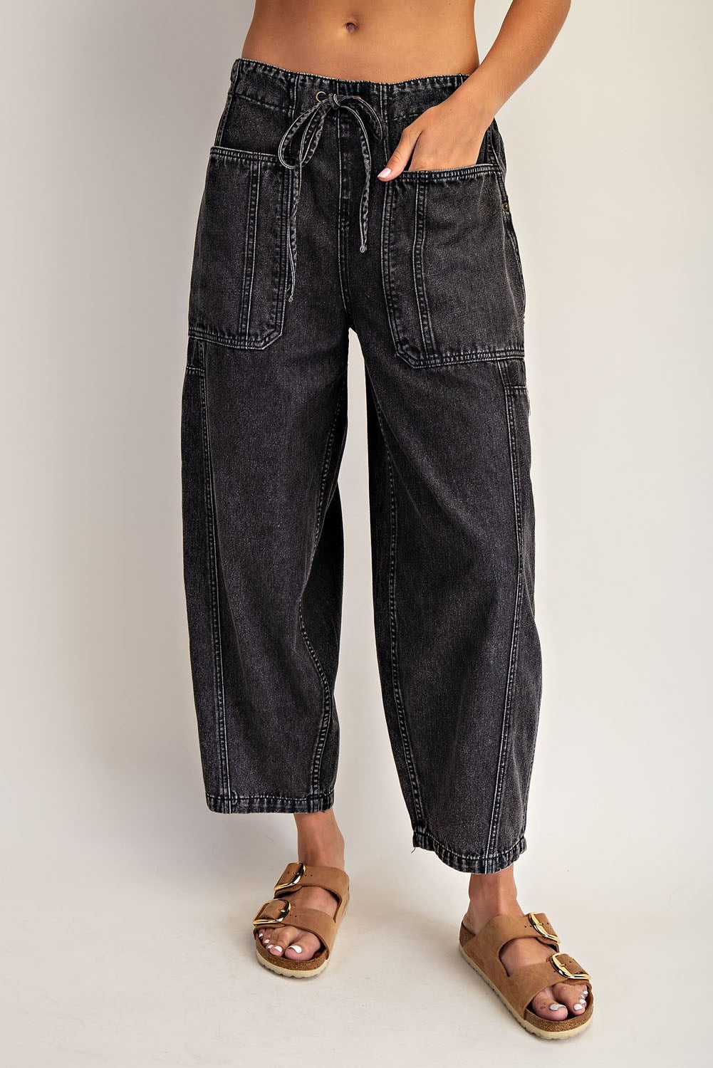 Jess Barrel Leg Jeans - Mineral Wash Denim