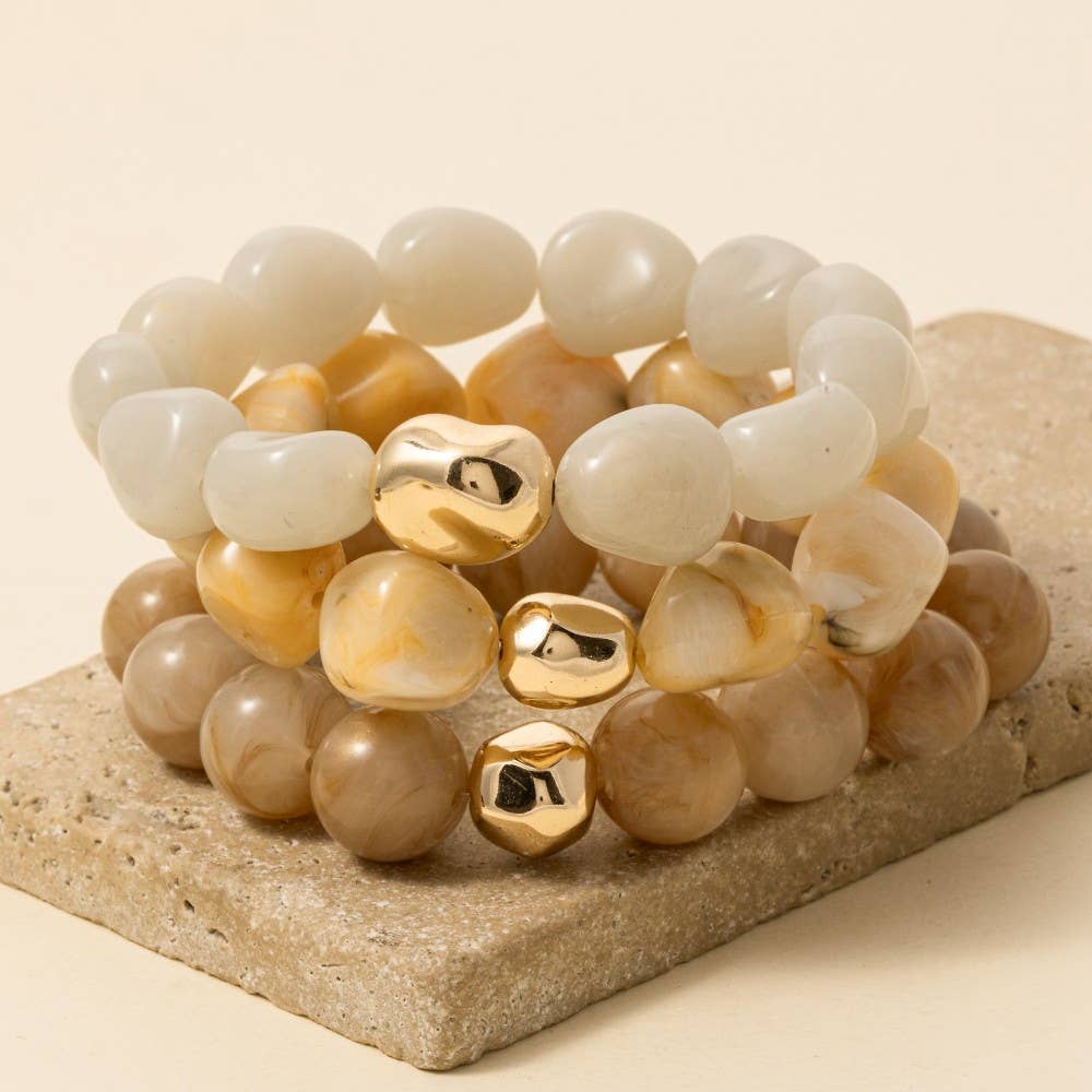 Metallic And Marble Acrylic Beads Bracelet
