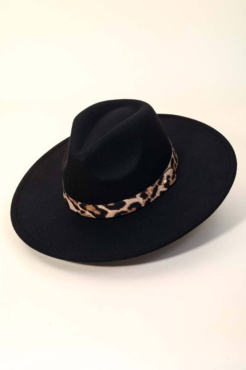 Falling For You Leopard Trim Fedora Hat