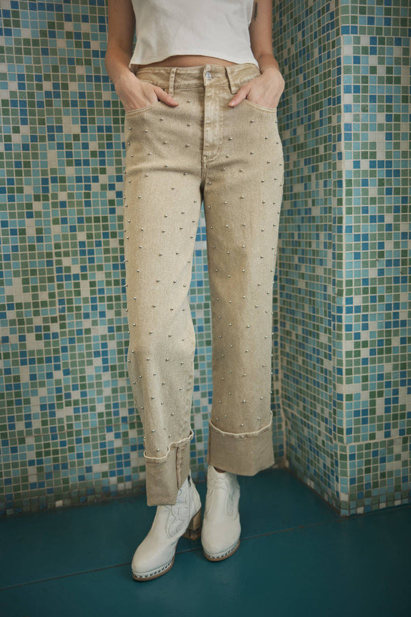 Estelle Studded Cuff Jeans