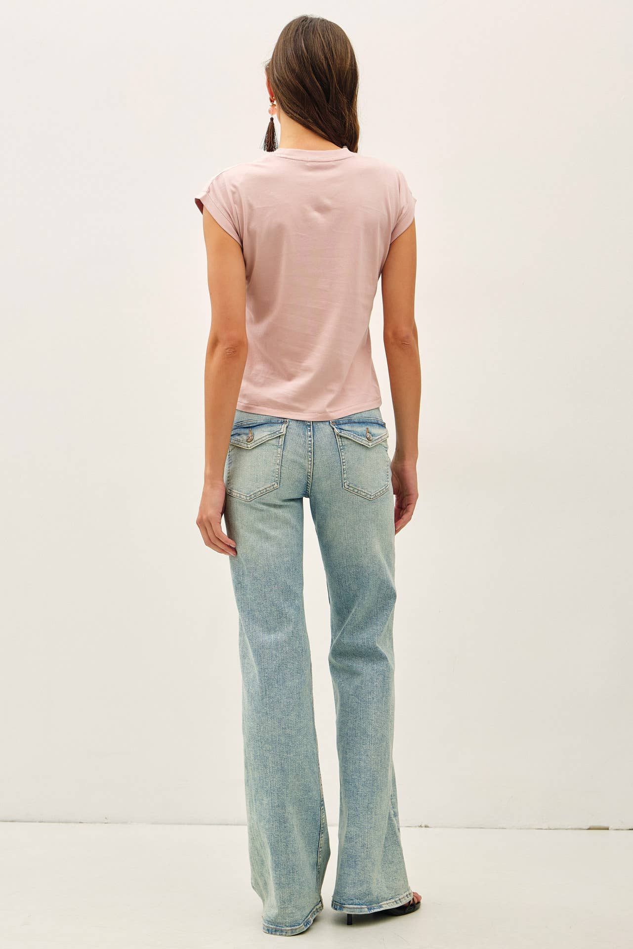 Cotton Cap Sleeve Crewneck