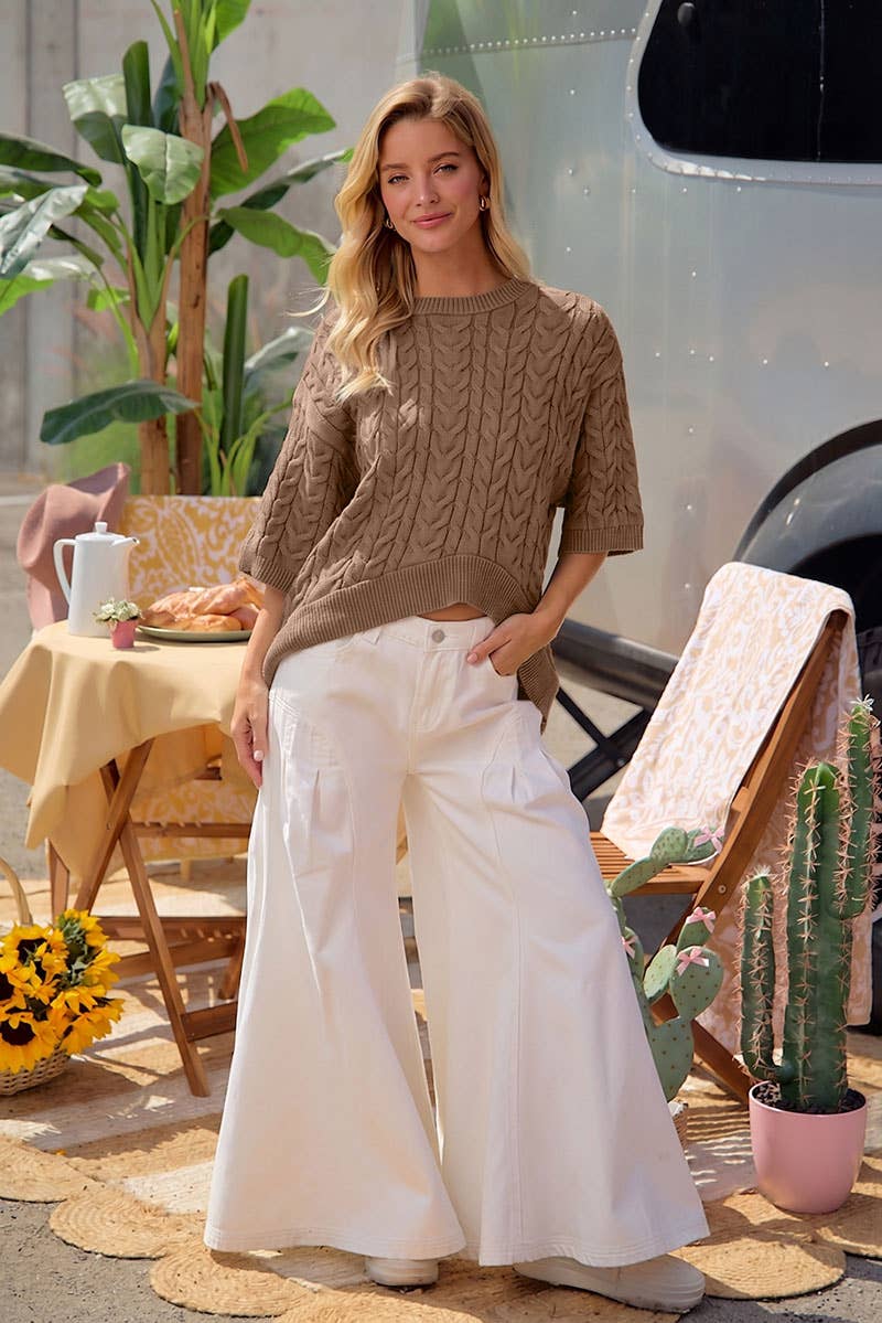 Vivienne Washed Cable Knit Top