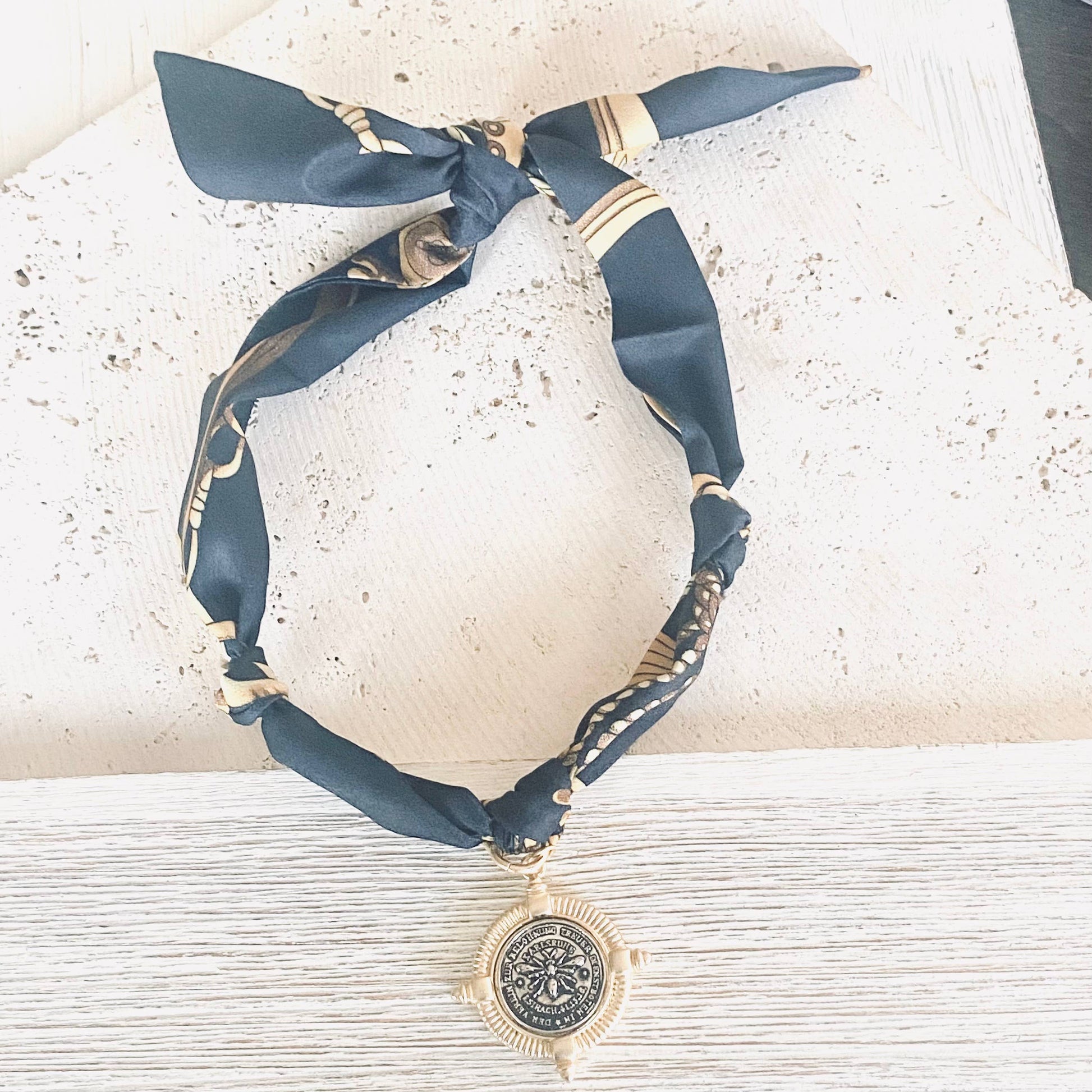 Scarf Necklace w/ Charms + Pendants