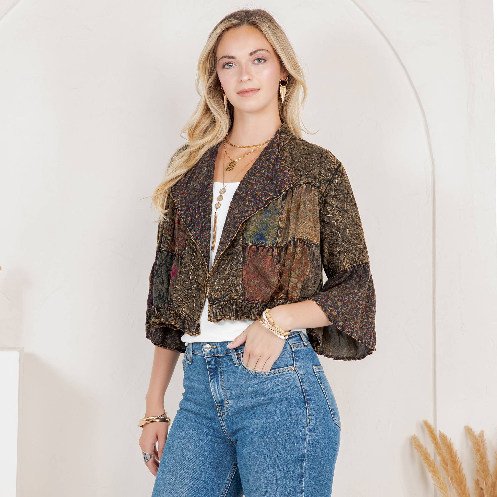Boho Embroidery Detailing Cropped Summer Top