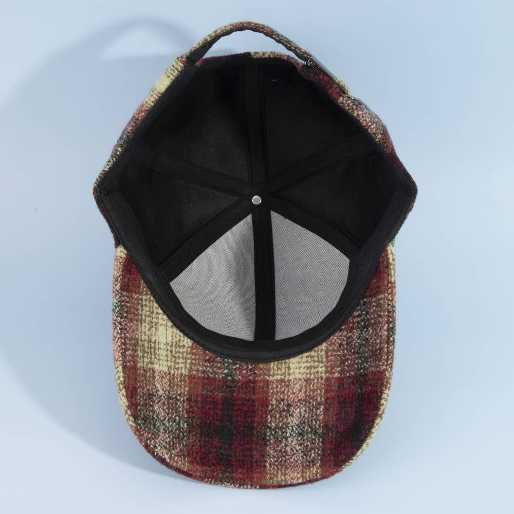 Shadow Plaid Curved Brim Baseball Cap