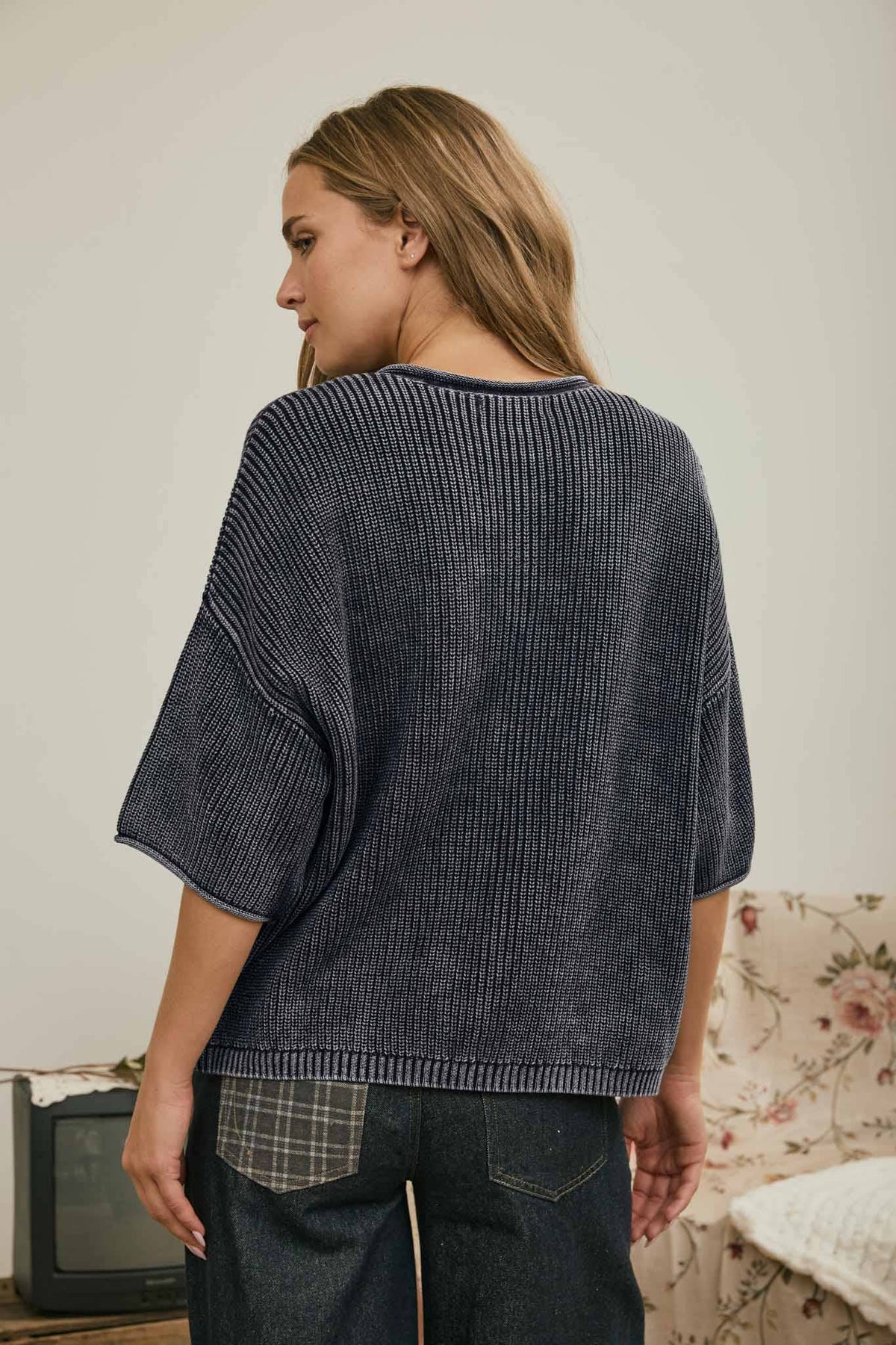 Delaney Washed Ribbed Cardigan