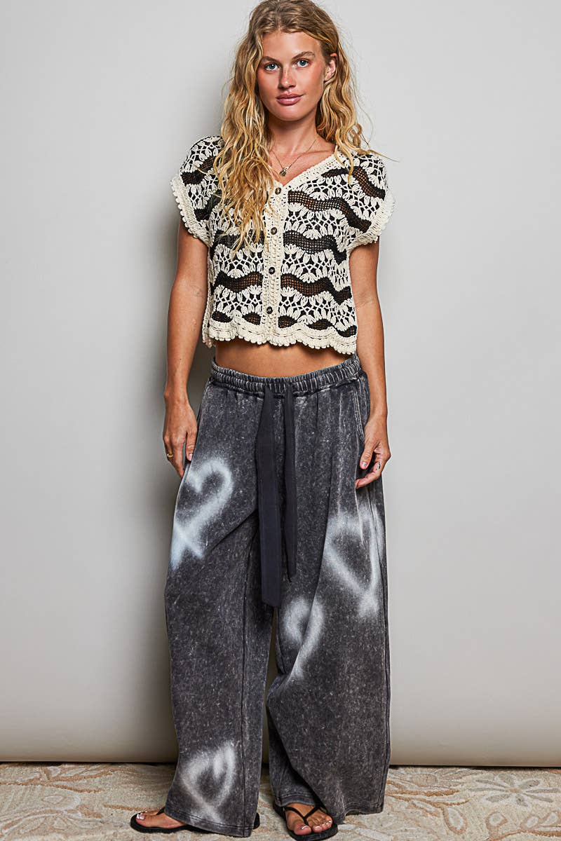 POL Sleeveless Crochet Weave Pattern Top