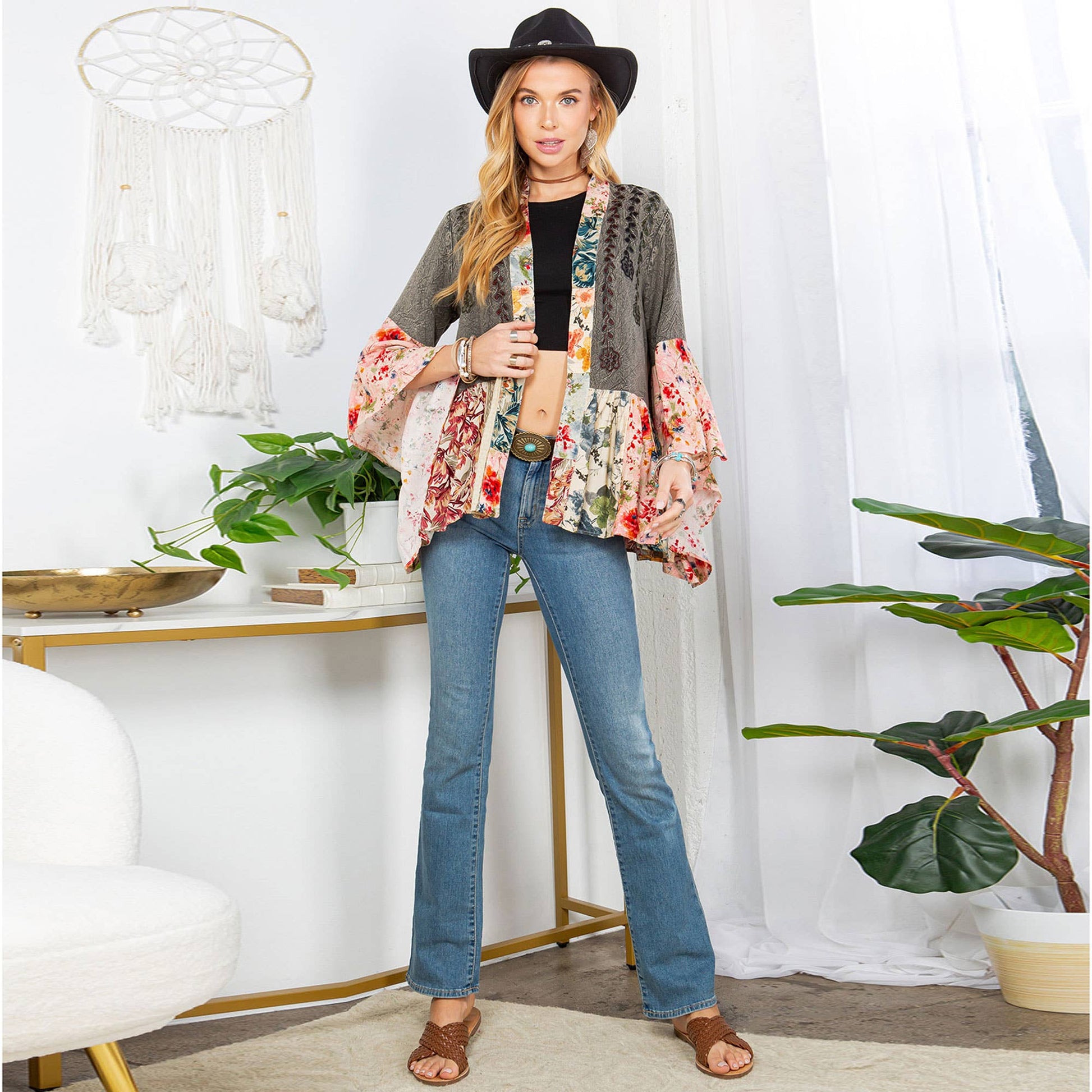 Boho Summer Patchwork Kimono Top