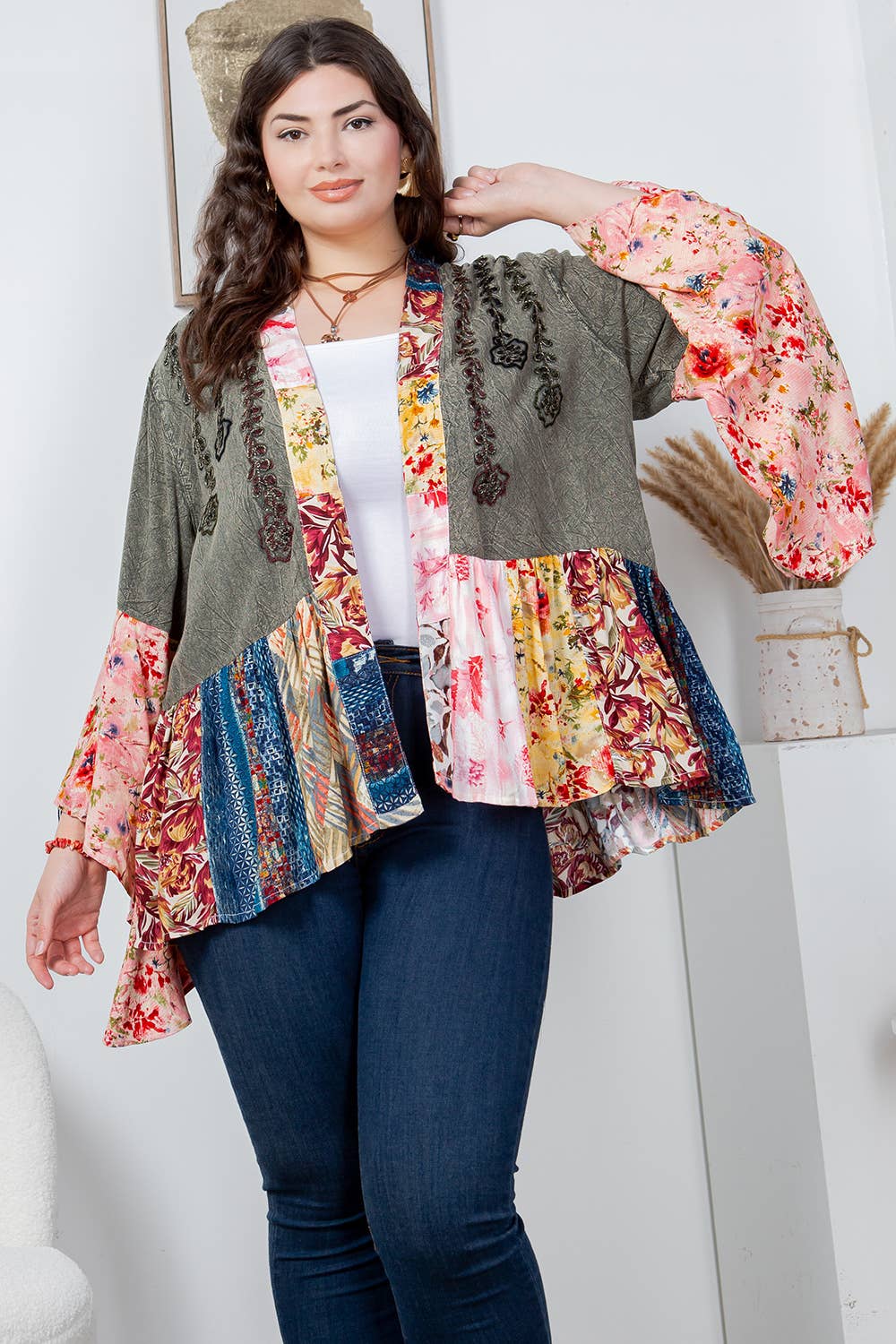 Boho Summer Patchwork Kimono Top