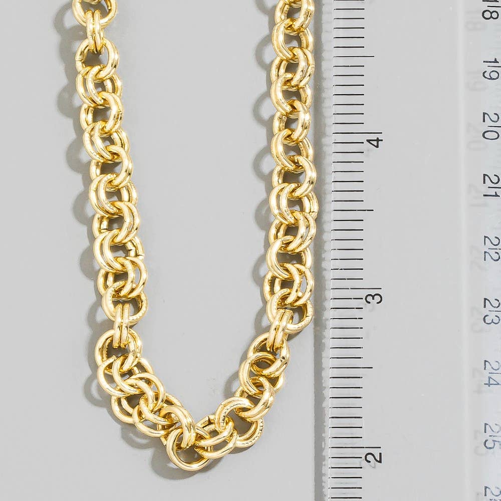 Double Rolo Chain Gold Dipped Chain Necklace