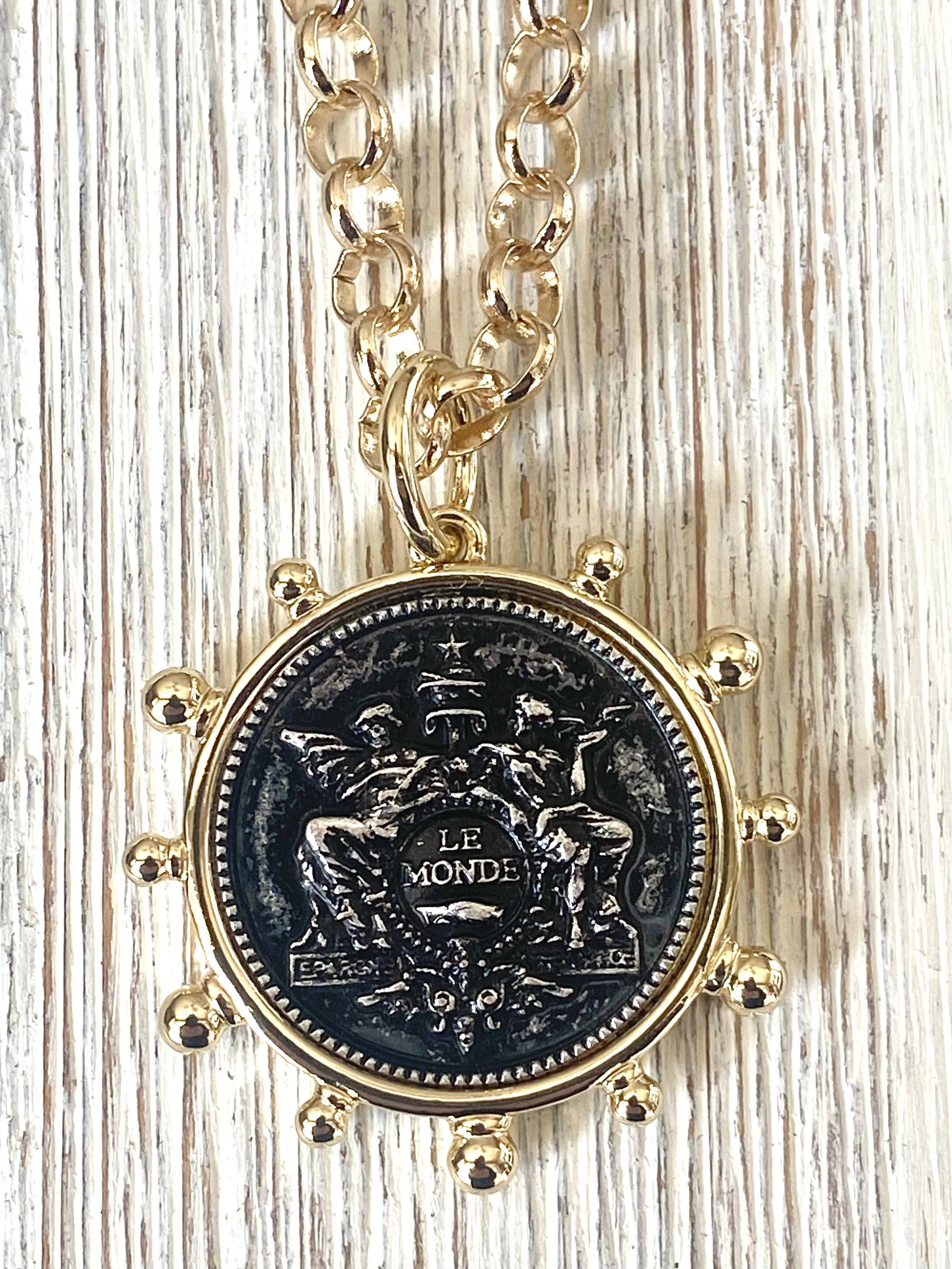 Le Monde French Coin Necklace