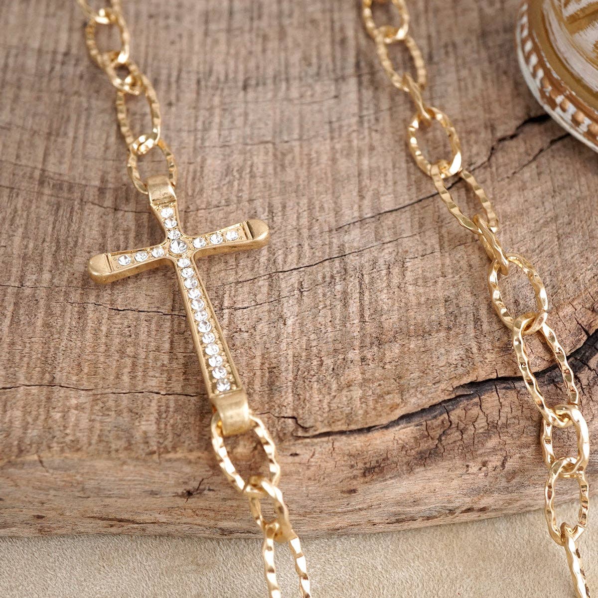 Side Cross Long Necklace - Gold Tone – Faithline