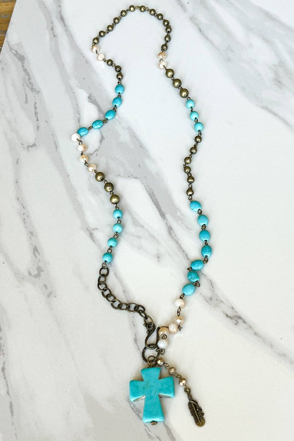 Boho Style Cross Necklace in Turquoise