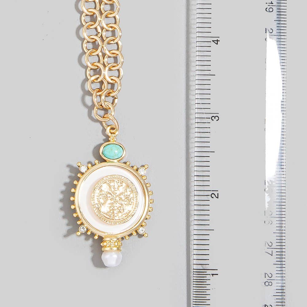 Turquoise Accent Medallion Pendant Necklace