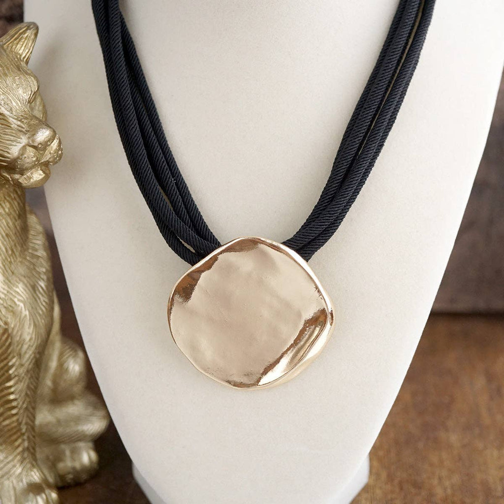 Golden Current – Multi-Cord Coin Pendant Necklace