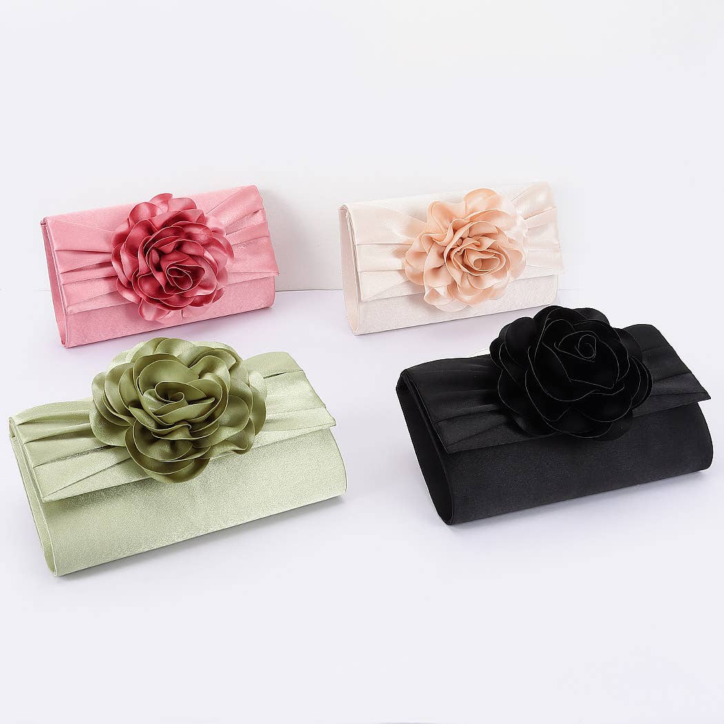 Satin Flower Party Clutch