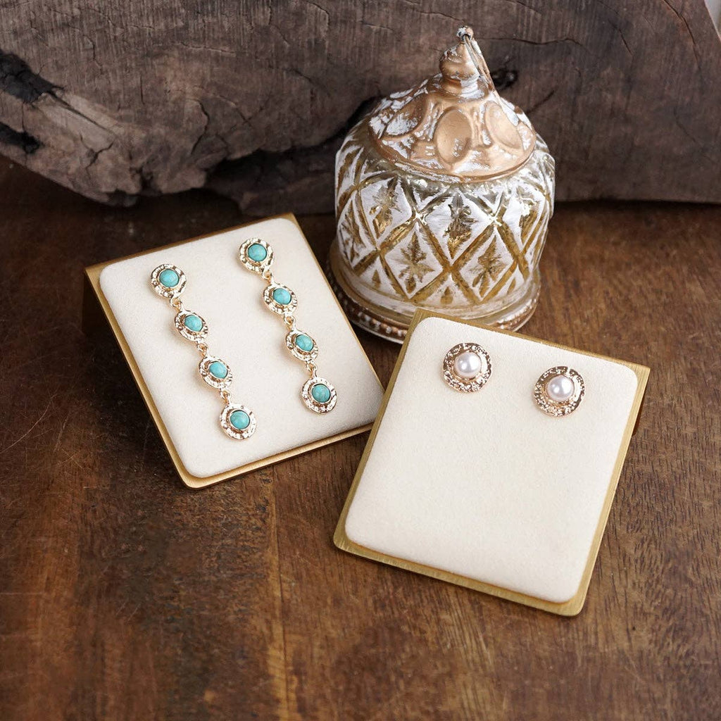 Cabochon Station Charm Necklace - Pearls Turquoise - Petite Glow