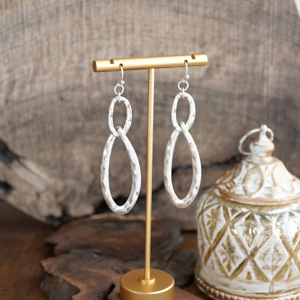 Molten Loop – Hammered Oval Link Drop Earrings