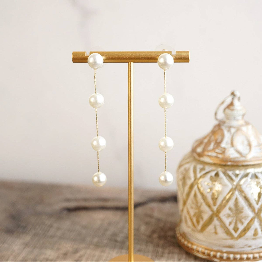 Moonlit Cascade – Pearl Strand Timeless Drop Earrings