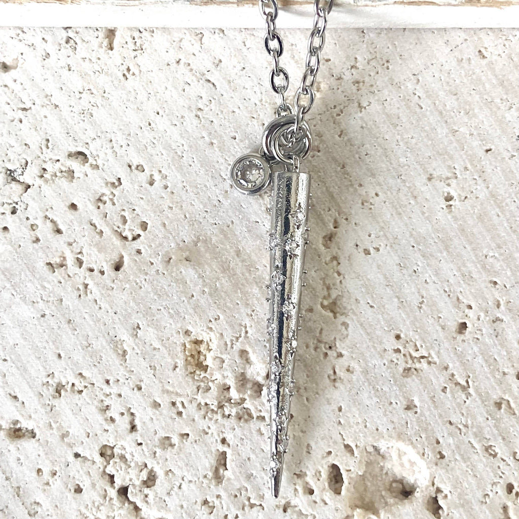 Spike Necklace w/ Clear Crystals