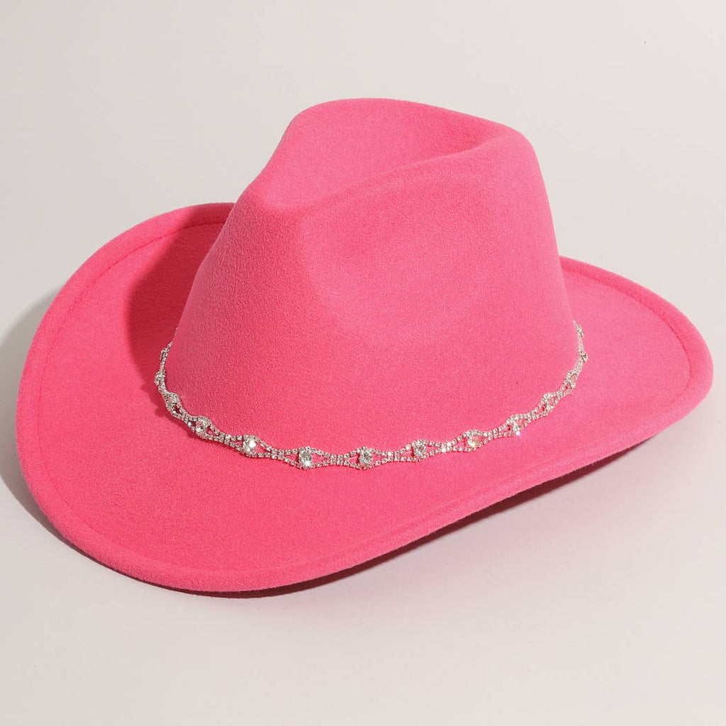 Rhinestone Decorative Solid Color Cowboy Hat