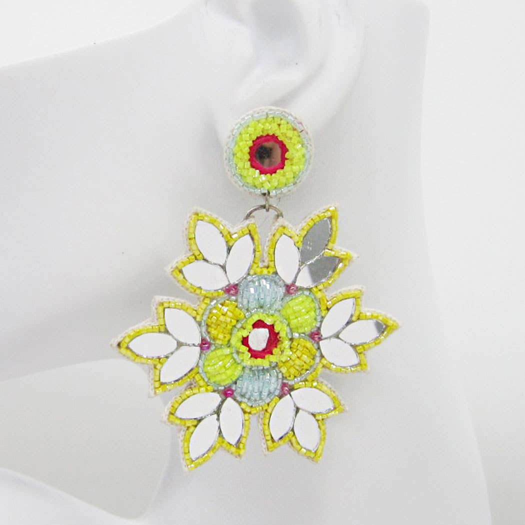 Mirror Seed Beaded Statement Earring