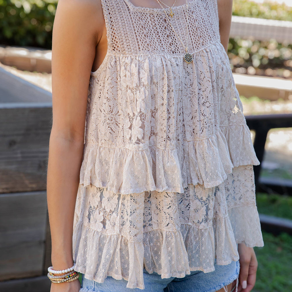 Boho Tiered Lace Bestselling Top /Luna