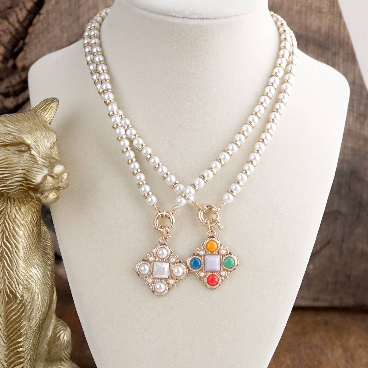 Pearl Cross Pendant Necklace – Pearl Mosaic