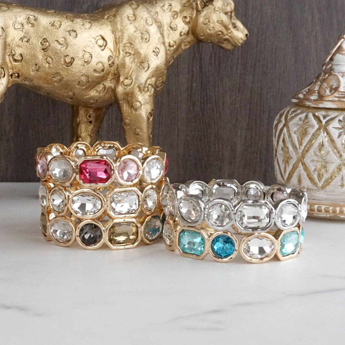 Emerald Green Statement Stretch Gem Bangle