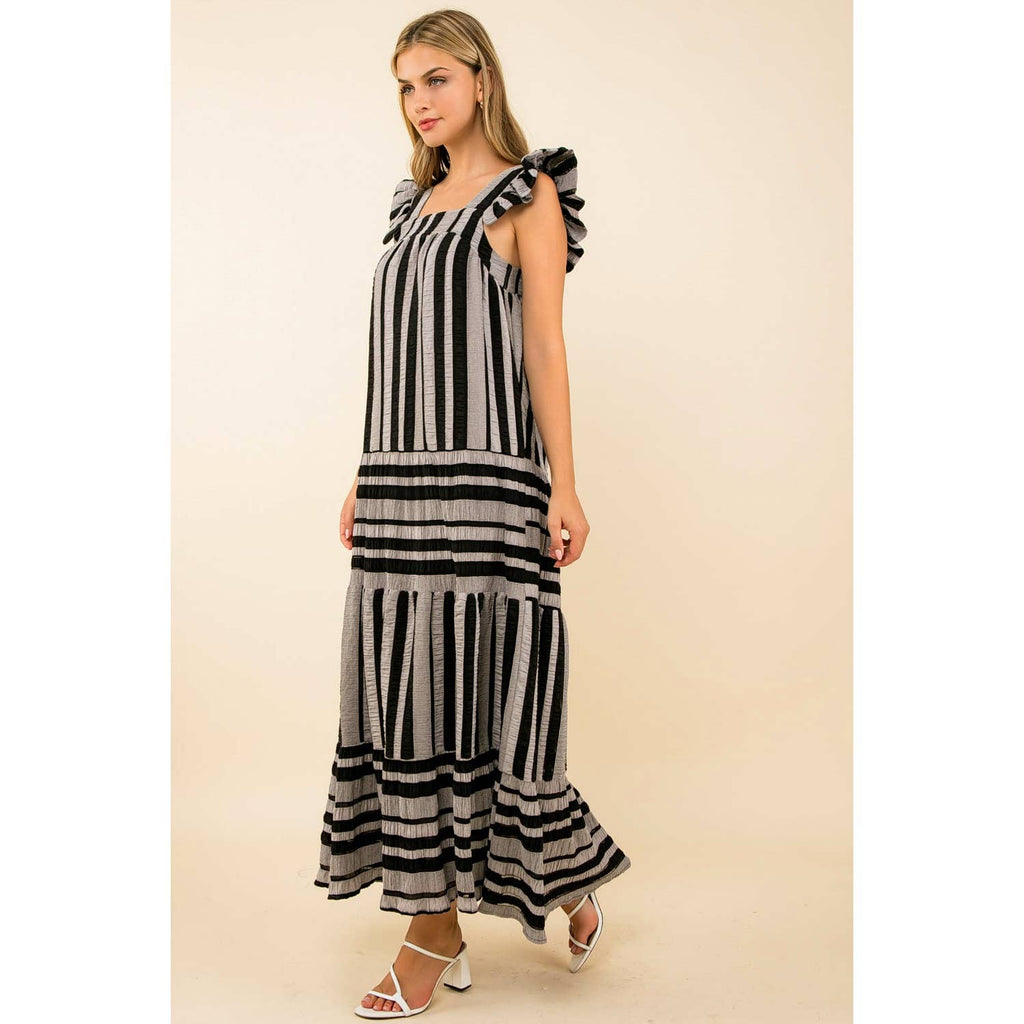 Striped Tiered Maxi Dress