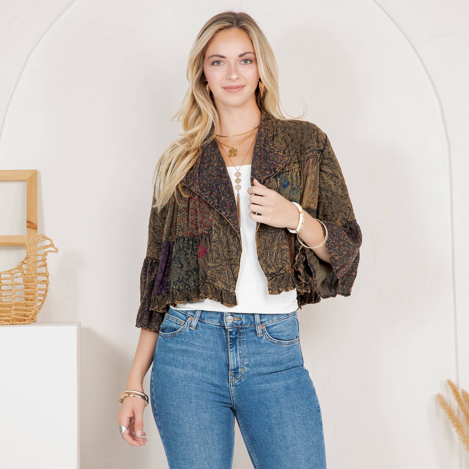 Boho Embroidery Detailing Cropped Summer Top