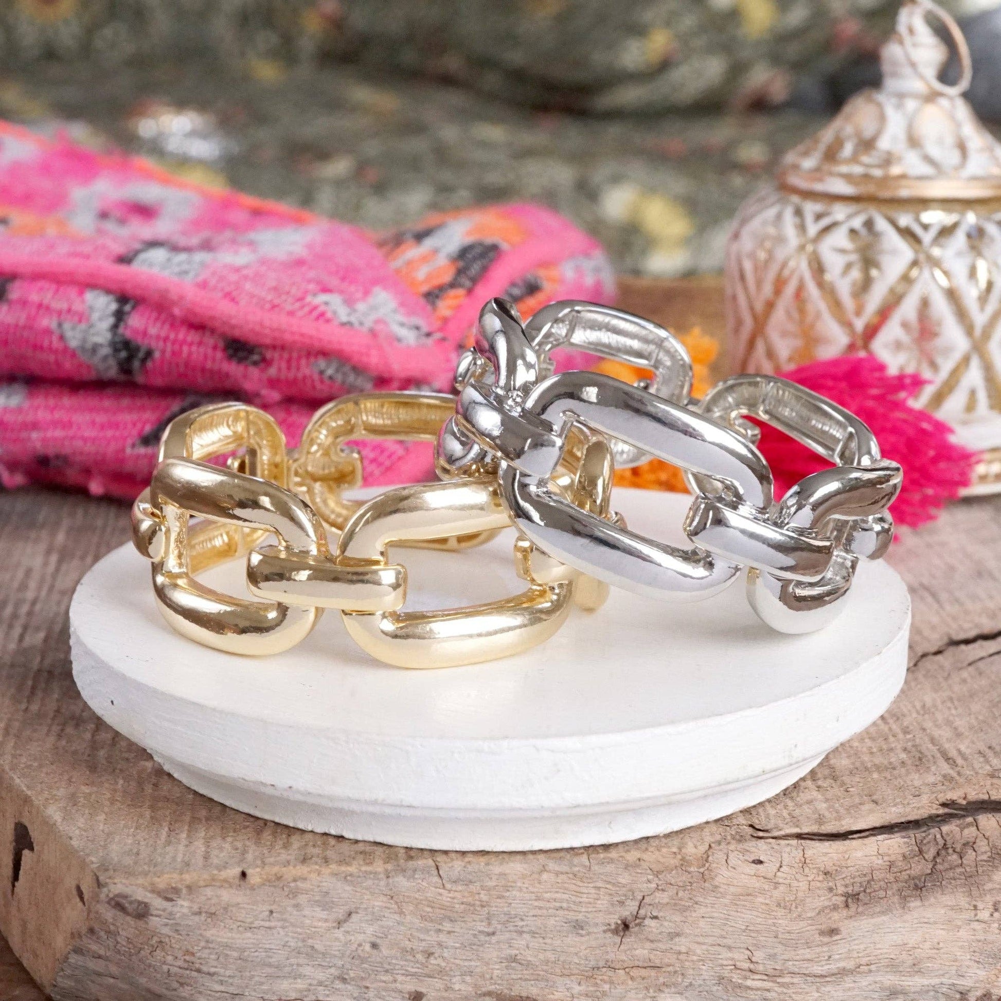 Chunky Chain Statement Stretchy Bangle Bracelet