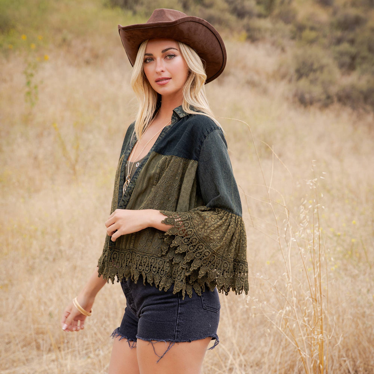 Juniper Crochet Lace Bell Sleeve Jacket