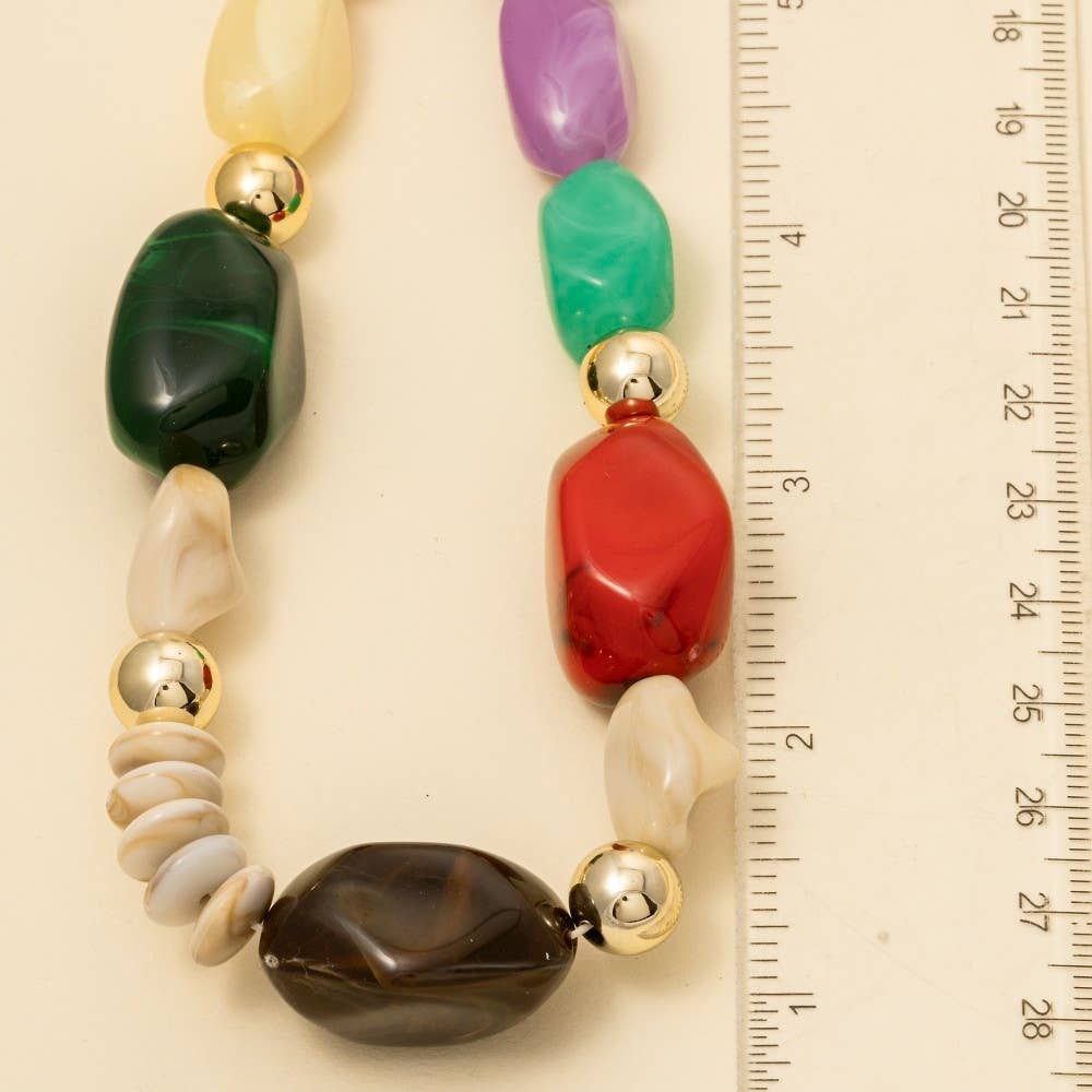 Intricate Chunky Resin And Metallic Beads Necklace