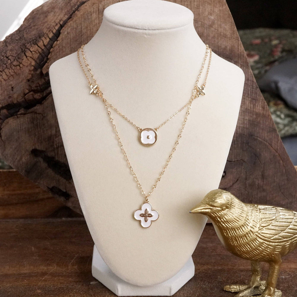 Clover Dainty Layered Necklace – Gold Tone & Color Options