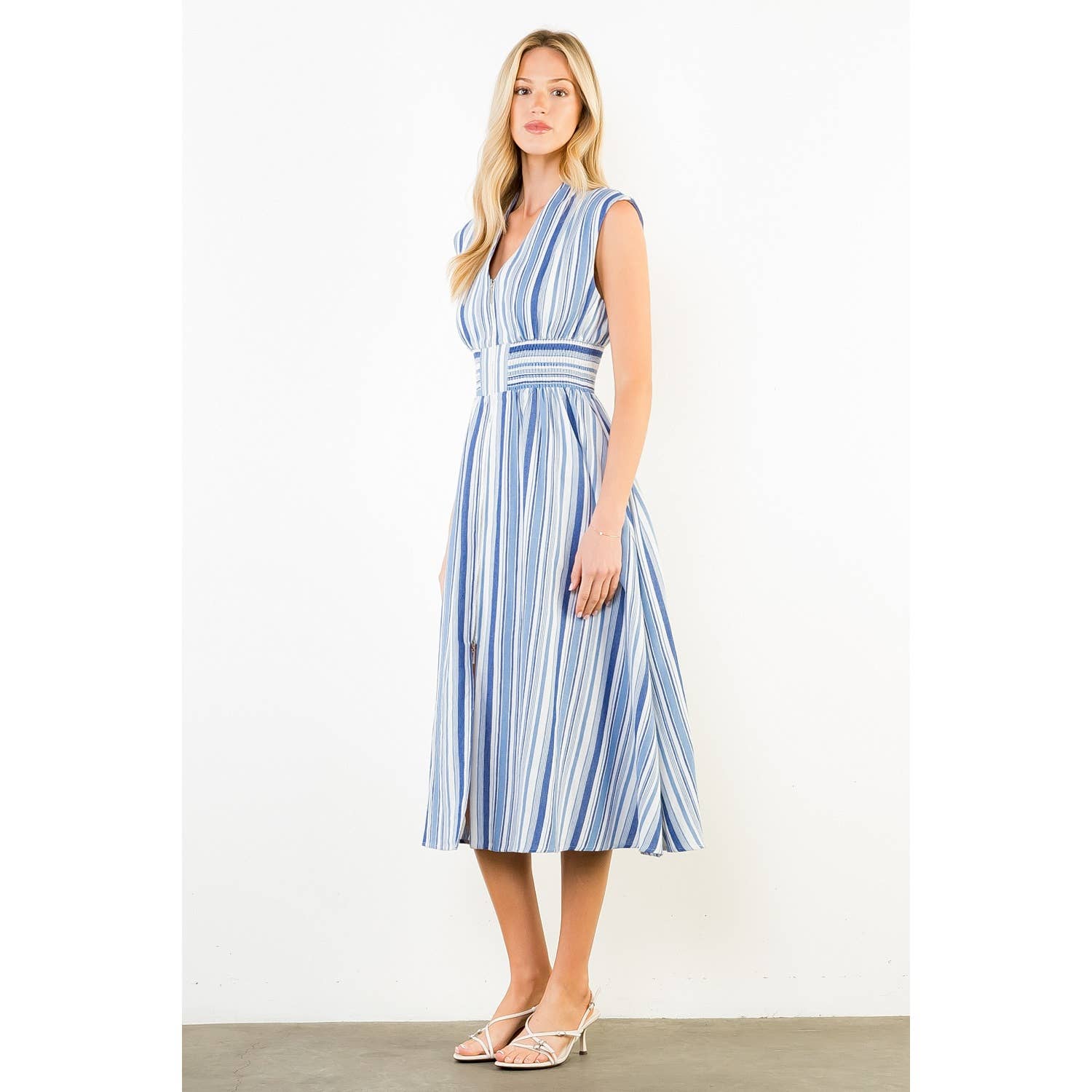 Sleeveless Stripe Midi Dress