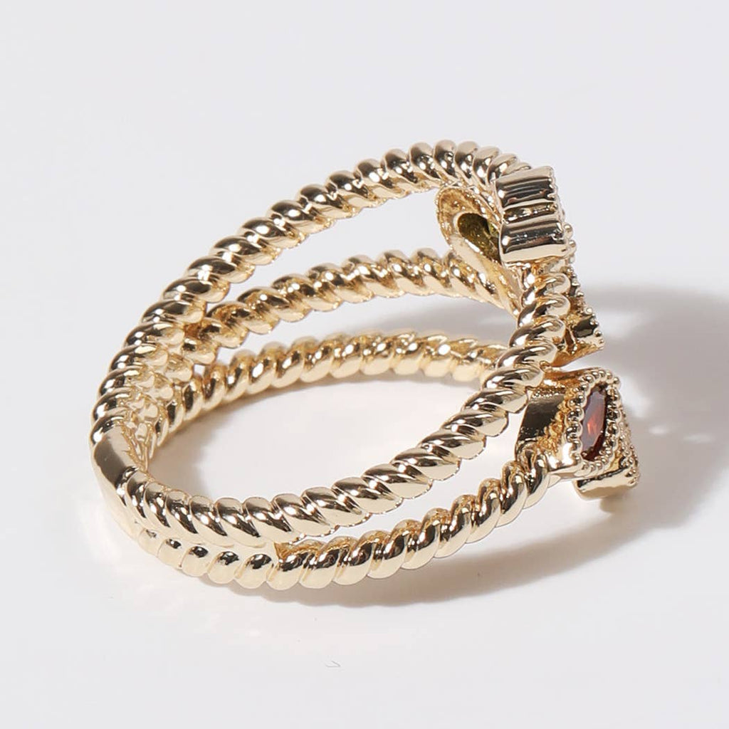 Multi Colored CZ Floral Design Gold Plated Ring