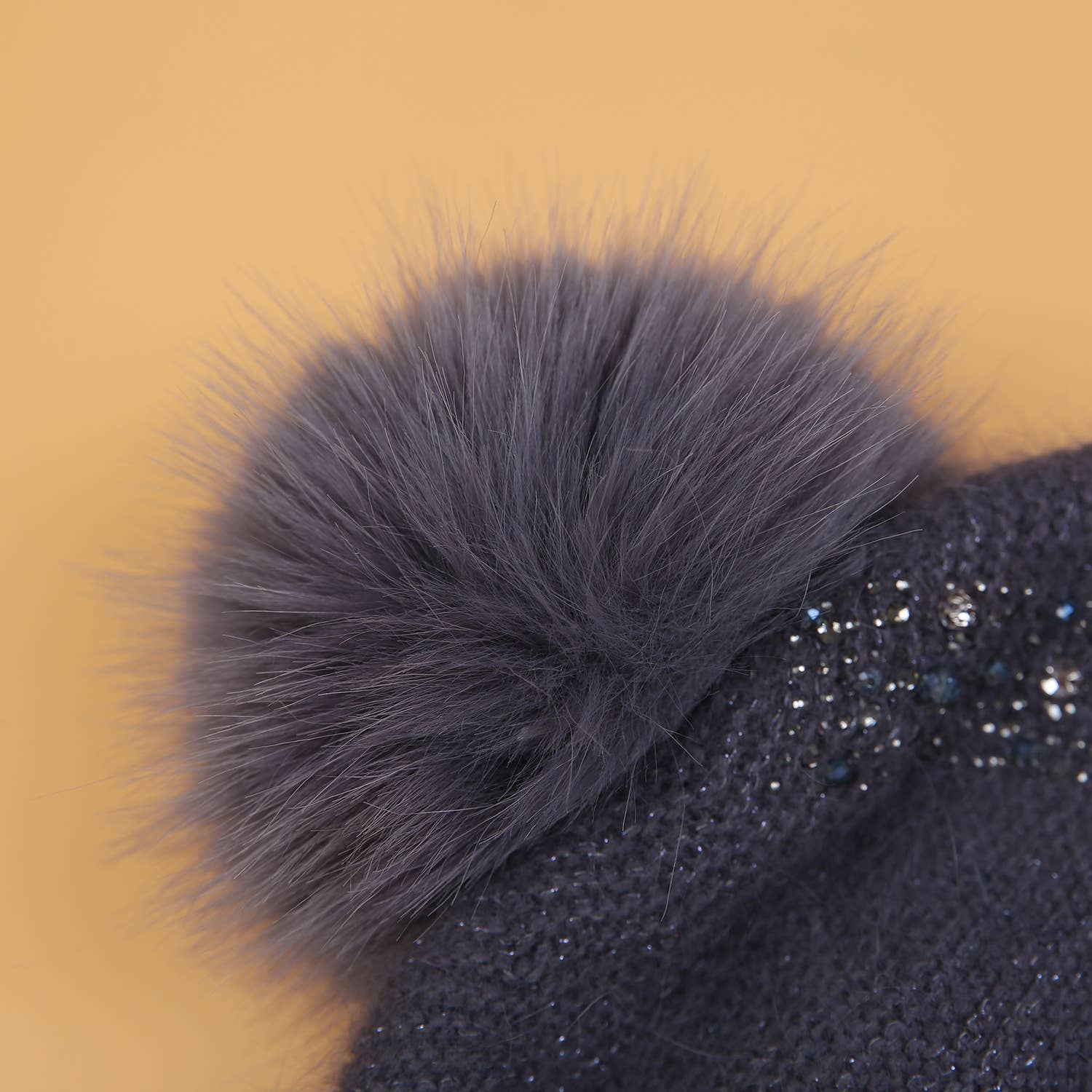 Elegant Sparkle Embellished Pompom Hat