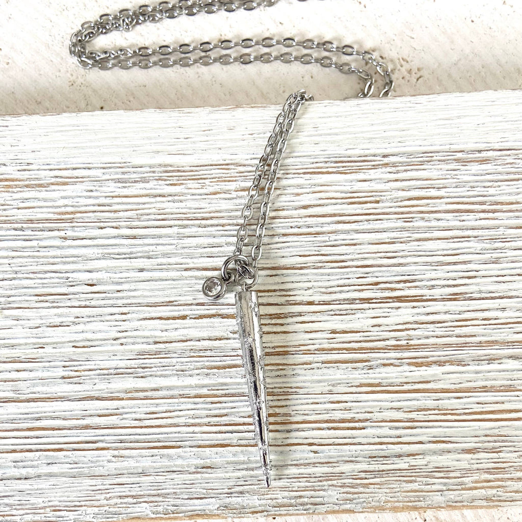 Spike Necklace w/ Clear Crystals