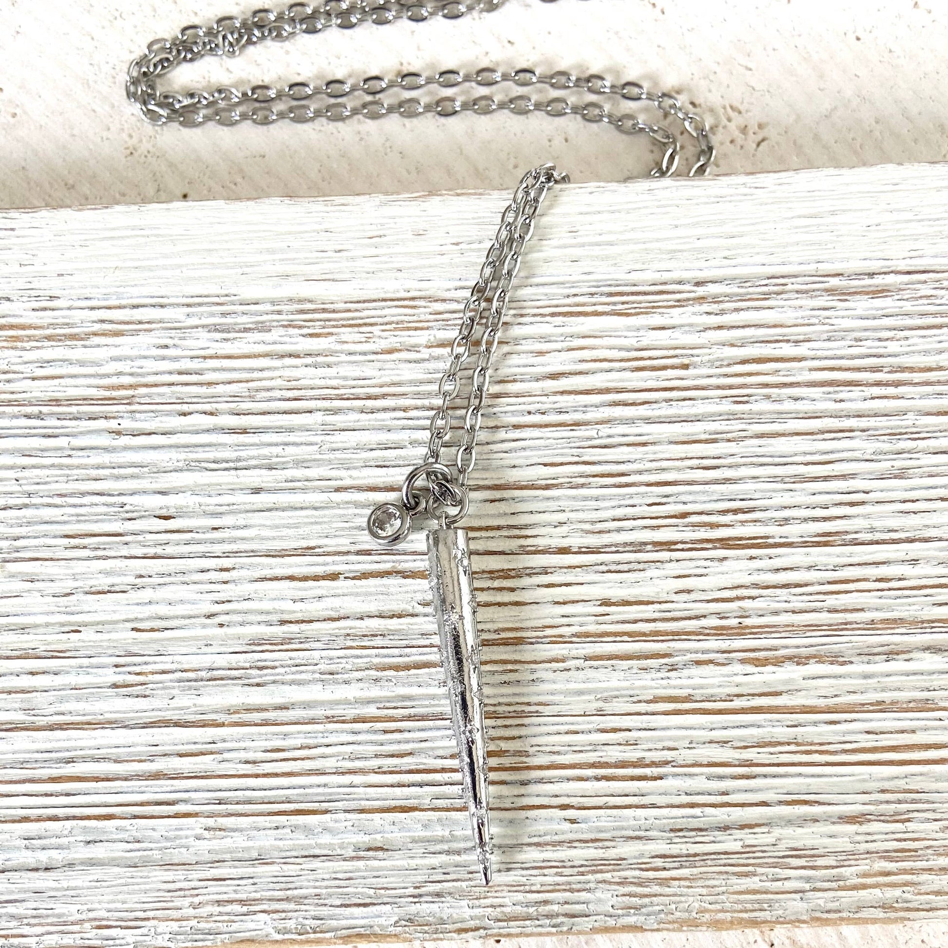 Spike Necklace w/ Clear Crystals